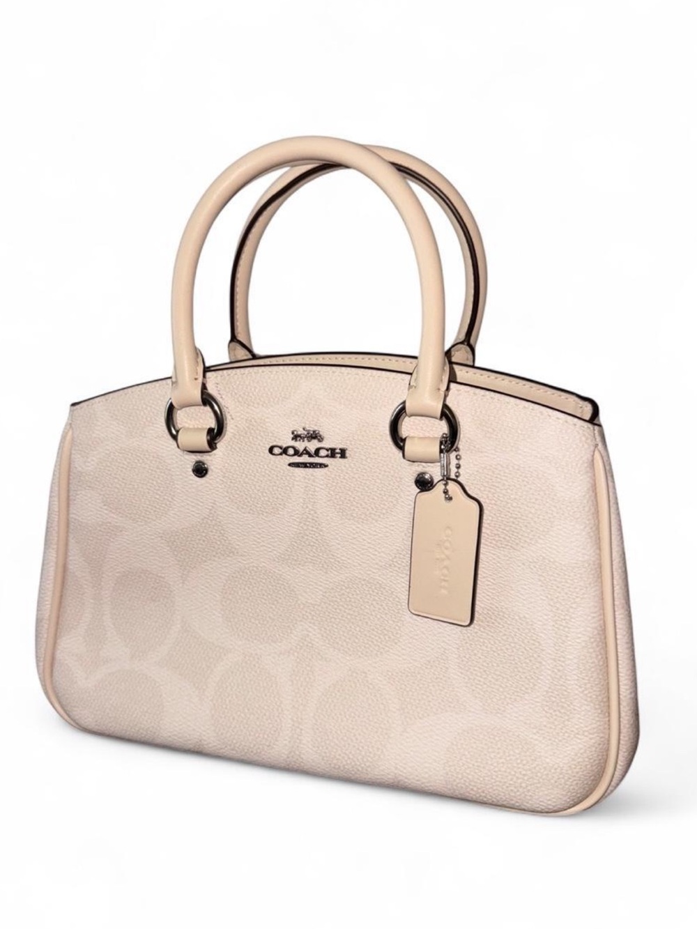 NWT COACH ~ Savannah Small Carryall Bag In Signature Canvas ~ Silver/Chalk White